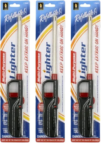 Miniatura 2 de 6 Pack - Encendido VeZee con combustible incluido, encendido de llama de clic para barbacoa, parrilla, mango largo - recargable con gas butano