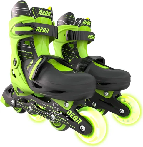 Miniatura 6 de Yvolution Patines en línea ajustables de neón – Patines para niños con ruedas iluminadas – Tallas J12–6, para niños y niñas a partir de 5 años