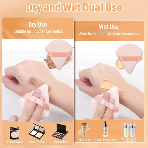 Miniatura 4 de 20 piezas de soplo de polvo triangular, esponja de maquillaje para maquillaje, almohadillas de soplo facial para polvo suelto y polvo de prensa