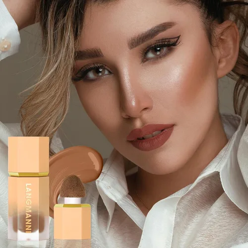 Miniatura 4 de Maquillaje líquido en barra de contorno, varita de contorno facial crema con aplicador de cojín, contorno bronceador cremoso natural mate de larga
