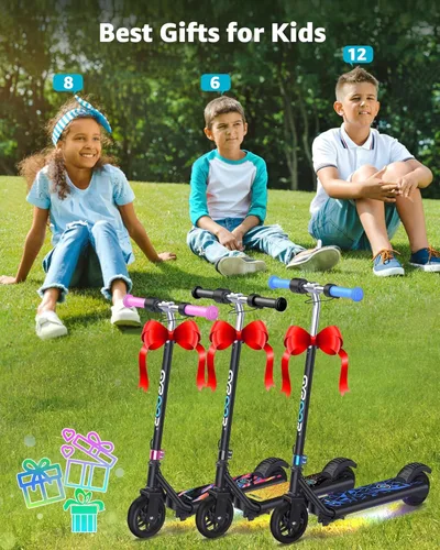 Miniatura 5 de Gyroor H30 Max Scooter eléctrico para niños, pantalla LED, potente motor de 150 W, sistema de freno doble, altura y velocidad ajustables, los Azul