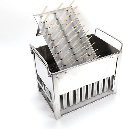Miniatura 3 de 30 moldes de acero inoxidable para helados congelados, bandeja para congelador, soporte para palitos de helado comercial, plateado (tipo 1)