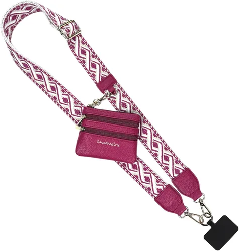 Miniatura 88 de Save the Girls Correa Original Clip and Go para Teléfono Original (Patrón Verde/Morado - Bolsa Verde) - Correa Cruzada para Teléfono con Cadena