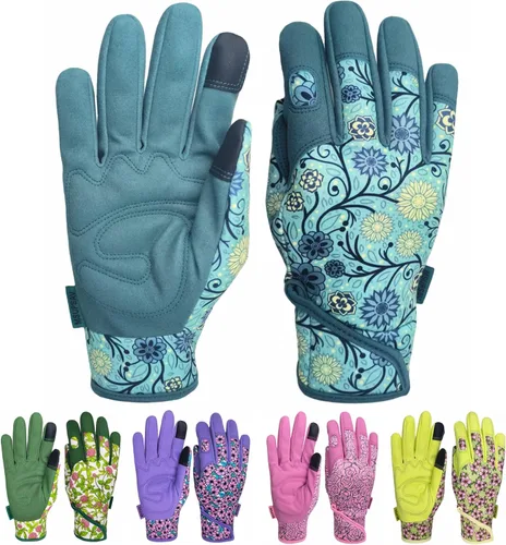 Guantes de jardinería a prueba de espinas y resistentes a pinchazos con agarre, guante de jardín para mujer, regalos de cuero para trabajo en el 1