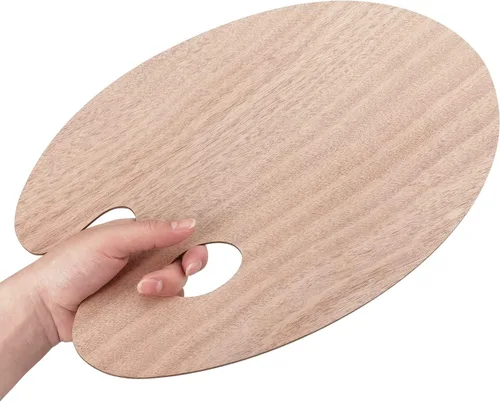 Tamaki Paleta de pintura de madera, bandejas de pintura para acrílico, paleta de arte para pintar, bandejas con soporte para pulgar para artista, 1