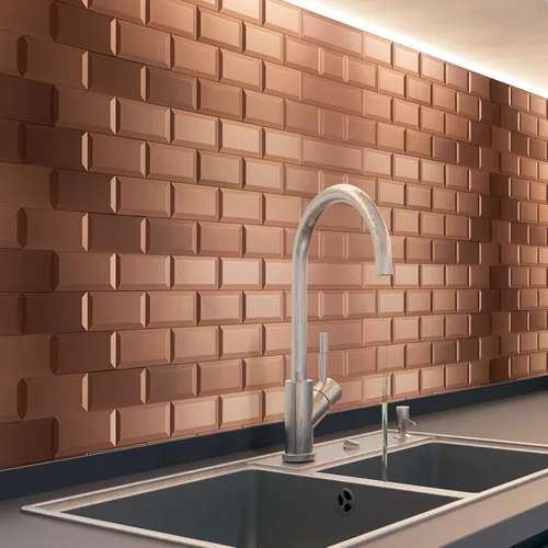 Miniatura 3 de Art3d 100 piezas de azulejos adhesivos para salpicadero, azulejos de metal texturizado 3D para pegar en la pared de metro para salpicaderos