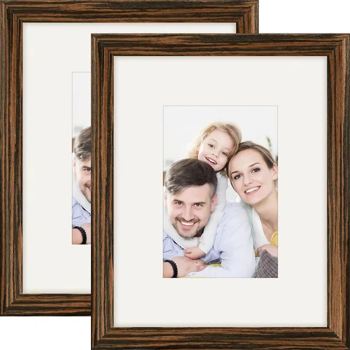 Miniatura 32 de Marcos de fotos de 4 x 4, paquete de 2 unidades, hechos de madera maciza, color negro, para montaje en pared y exhibición de mesa