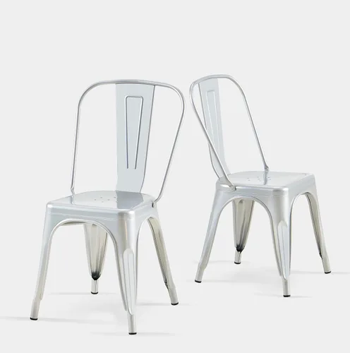 Miniatura 17 de Juego de 8 sillas de comedor de metal verde alpino, sillas de cocina apilables retro estilo granja, sillas laterales de acero verde oscuro para café
