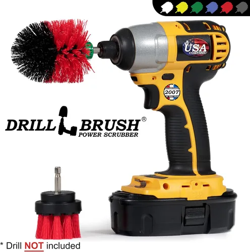 Miniatura 4 de 2 cepillos de limpieza rotativos de cerdas rígidas rojas de tamaño mini para limpiar revestimientos, ladrillos, piedras, chimeneas, cubiertas, Rojo