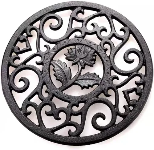 Miniatura 9 de Trivet - Portavasos decorativo de hierro fundido con clavijas de goma, almohadillas resistentes para ollas calientes, aislamiento antideslizante