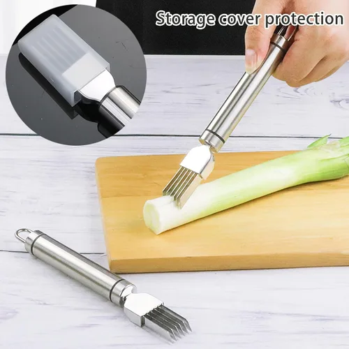 Miniatura 5 de PCTC Cuchillo de cebolla verde picada de acero inoxidable, herramienta de cocina, cortador de verduras, cortador de cebolleta afilada, cuchillo
