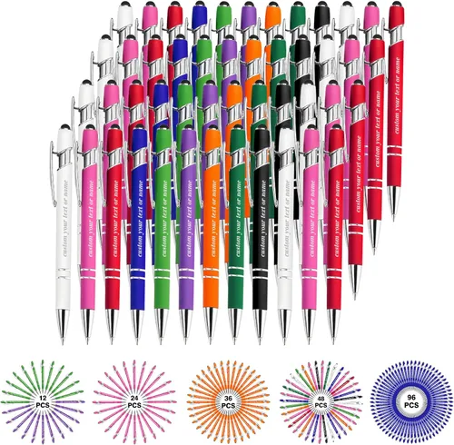 Miniatura 39 de Bolígrafos personalizados con nombre a granel, juego de bolígrafos personalizados, lápiz capacitivo grabado, logotipo, texto, regalo para negocios