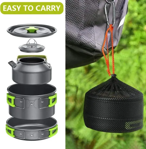 Miniatura 6 de aiGear Camping Cooking Set Cookware Mess Kit with Storage Bag Pot Pan Set Camping Accessories for Outdoor Camping Hiking Picnic Portable and