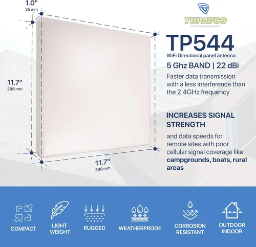 Miniatura 4 de TP544 Antena de panel WiFi (5 GHz) (22 dBi) Direccional para exteriores (4900-5850 MHz) Señal de red inalámbrica (montaje en mástil de poste)