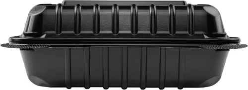 Miniatura 7 de Karat Contenedor con bisagras PP negro de 8 x 8 pulgadas, 1 compartimiento - 250 ct