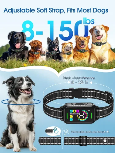 Miniatura 5 de DINJOO Collar Antiladridos Inteligente - Collar de Adiestramiento Antiladridos Recargable con 8 Niveles de Sensibilidad Ajustables, Pitido y Choque