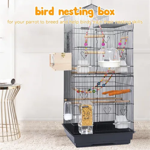 Miniatura 7 de Rypet Caja de Nido para Periquitos Diseño Transparente, Caja de Nido para Cría de Pájaros con Asiento de Madera para Periquitos, Cacatúas