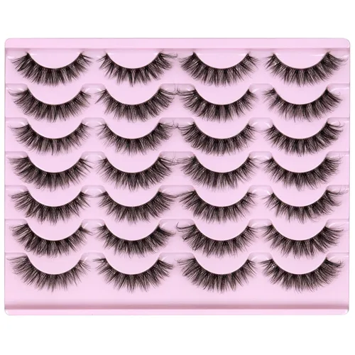 Miniatura 13 de Newcally Pestañas Postizas de Aspecto Natural Pestañas de Visón Voluminosas 3D con Volumen Pestañas Postizas 5D en Tira Pestañas Ojos de Gato