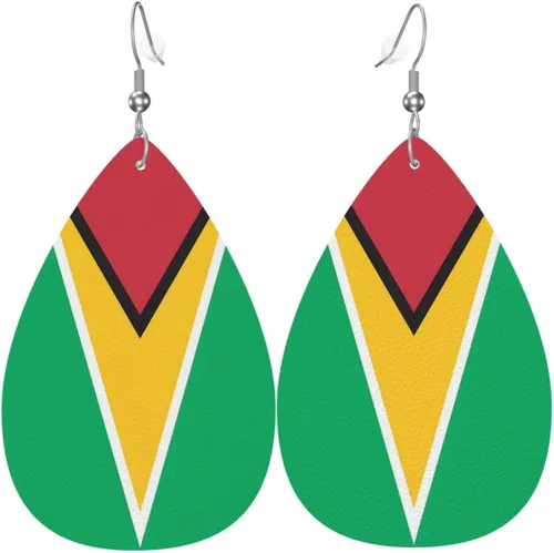Miniatura 19 de Pendientes de bandera de país en forma de lágrima para mujer, ligeros, de cuero, colgantes, joyería patriótica para regalos