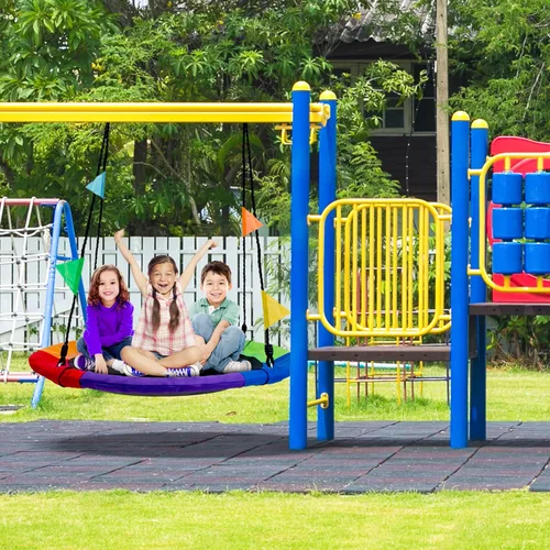 Miniatura 2 de Sorbus - Columpio de base redonda para árbol, diseño arcoíris, para interior / exterior, alfombra redonda, multiuso, incluy accesorios, para niños