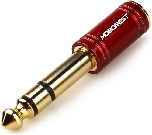 MOBOREST - Adaptador de plug 1/4 pulgadas (6.35mm) a jack 1/8 pulgadas (3.5mm), estéreo