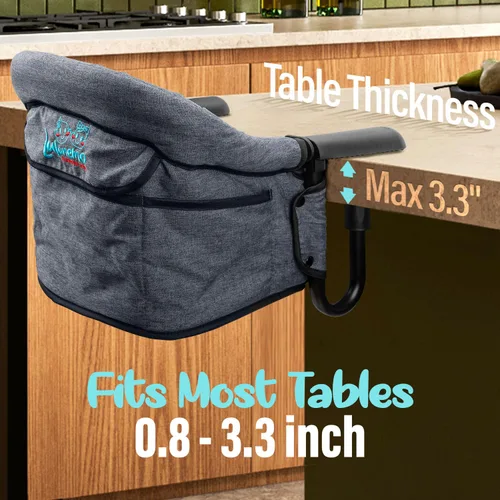 Miniatura 3 de Sillas Colgantes - Portátiles y Plegables para Bebés de 6-36 Meses, Uso Familiar y de Viaje con Bolsa de Transporte (Gris)