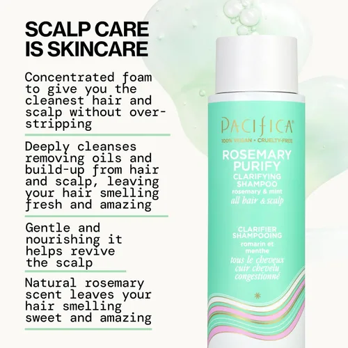 Miniatura 4 de Pacifica Champú Clarificante – Champú Purificante y Revigorante de Romero con Menta Calmante para Desintoxicar el Cabello y el Cuero Cabelludo, Sin