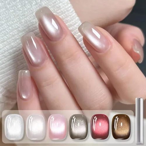 Miniatura 7 de Born Pretty - Esmalte de uñas en gel magnético Cat, set de esmalte de uñas de gel brillante retro magnético de 6 colores, kit de esmalte de uñas Oda