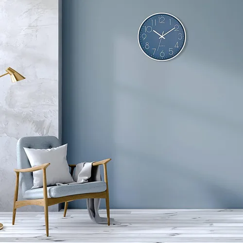 Miniatura 4 de Foxtop - Reloj de pared de cuarzo redondo moderno, silencioso, sin tictac, funciona con pilas, decorativo, para dormitorio, cocina, hogar, oficina