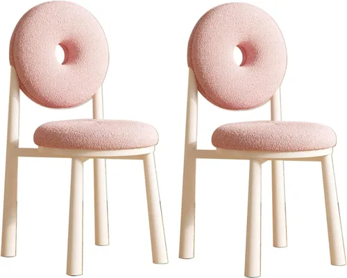 Miniatura 34 de Donut Dining Chairs,Makeup Chair,Kitchen Room Chairs Nordic Back, Dining Room with Metal Legs,Living Room Chair for Home Bedroom Cream Wind Brownish