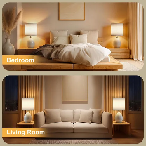 Miniatura 5 de Dawnwake Juego de 2 lámparas de mesa de 18.5 pulgadas para sala de estar, dormitorio, lámparas de noche para mesitas de noche, lámparas modernas