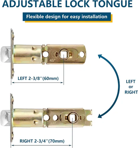 Miniatura 6 de Leydebong Paquete de 10 manijas de puerta de entrada de color dorado claro (con llave similar), perillas de puerta interior resistentes, cerraduras