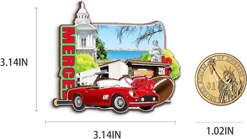 Miniatura 3 de Merced California USA - Imán para nevera con imán de madera 3D, monumentos coleccionables de viaje, decoración hecha a mano