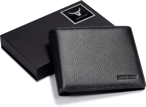 Miniatura 7 de HISCOW Billeteras plegables de cuero de grano completo para hombres, billetera minimalista delgada para hombre, regalos para papá, cumpleaños, día