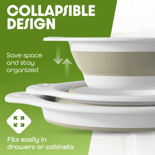 Miniatura 4 de Gevoli Colador plegable grande 2 en 1 con base autodrenante, colador de alimentos de drenaje lateral de plástico para borde del fregadero de cocina
