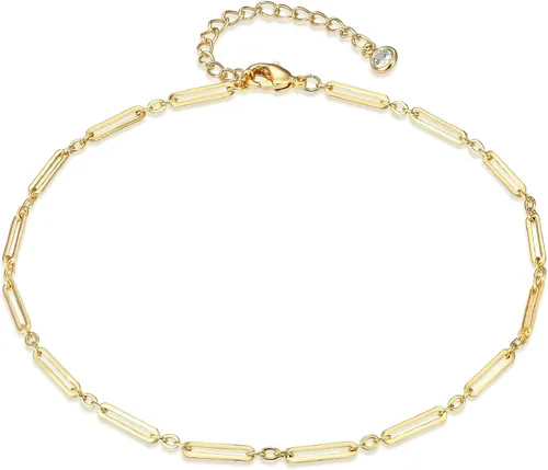 LOYATA - Tobillera delicada bañada en oro de 14 quilates para mujeres, con pequeña cruz de circonia cúbica blanca y borlas bonita joyería para