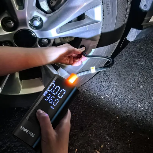 Miniatura 7 de KONNETOO - Compresor de aire portátil - Bomba de aire para neumáticos de automóvil con medidor de presión de neumáticos, inflador de neumáticos