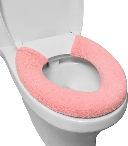 Miniatura 12 de Funda para asiento de inodoro, baño suave más grueso calentador con broches fijos elástico lavable tela de fibra fundas y almohadillas para asiento