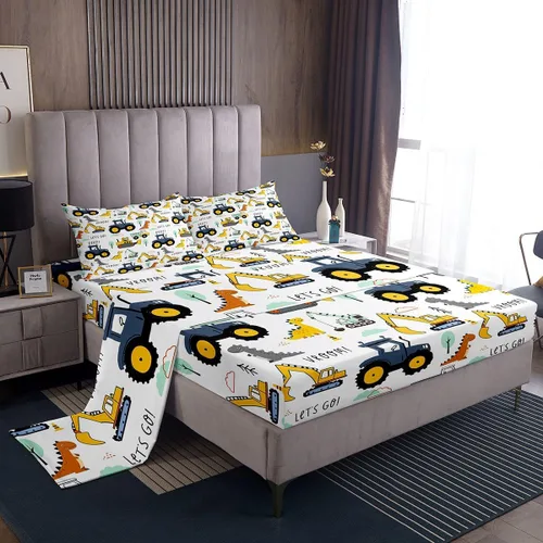 Miniatura 45 de Juego de sábanas de camping Happy Camping para niños Queen 4 piezas, juego de ropa de cama de autocaravana, juego de sábanas de accesorios de coche