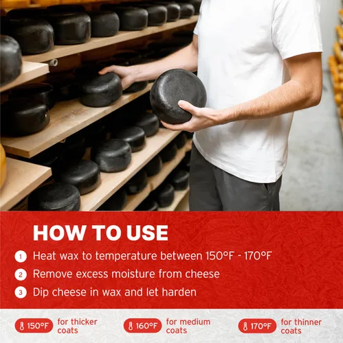 Miniatura 5 de Blended Waxes, Inc. - Bloque de cera de queso para hacer queso, cera de grado alimenticio prémium para conservar una variedad de tipos de queso