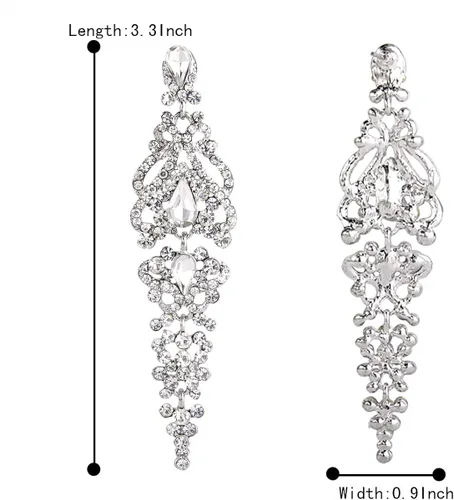 Miniatura 6 de BriLove Pendientes colgantes de lágrima de cristal para mujer, Cristal Metal