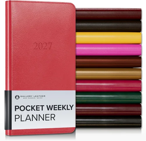 Miniatura 196 de Gallery Leather Agenda semanal y mensual grande 2025-2026, agenda y cuaderno con elegantes bordes de página dorados dorados, 12 meses, cactus Cactus