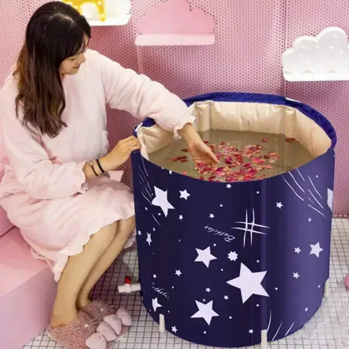 Miniatura 7 de BESTHLS Bañera Plegable Portátil para Remojo, Tina de Baño Ecológica para Cabina de Ducha (Cielo Azul -1)