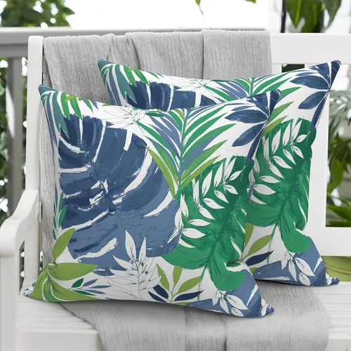 Miniatura 321 de Juego de 2 almohadas para exteriores de 16 x 16 pulgadas, repelentes al agua con interiores, para muebles de patio, hogar, jardín, geometría bohemia
