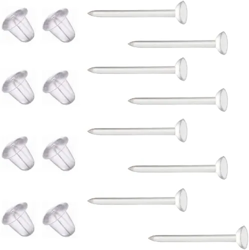 Miniatura 9 de Aretes transparentes para deportes, 300 pares de aretes transparentes y dorsos de aretes Bola transparente de 0.118 in