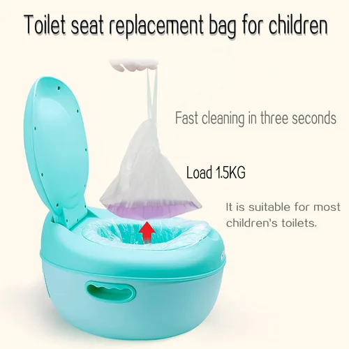Miniatura 2 de Paquete de 100 forros desechables para orinal con cordón, bolsas de entrenamiento de ajuste universal de 17.3 x 9.4 pulgadas, forro de asiento