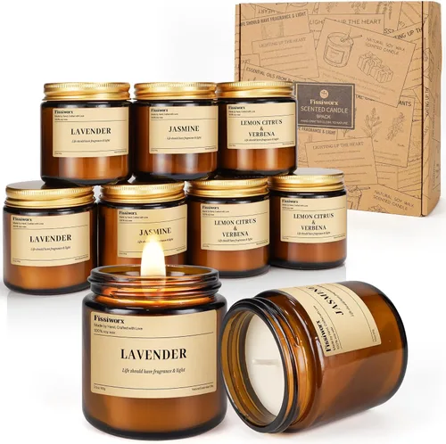 Miniatura 8 de Fissiworx Juego de 2 velas perfumadas de lavanda, cera de soja natural vertida a mano, 60 horas de combustión de larga duración, relaja y alivia