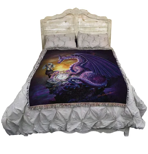 Miniatura 2 de Pure Country Weavers Rose Khan - Manta con diseño de dragón del tiempo de amatista tejida de algodón, hecha en los Estados Unidos (72 x 54 pulgadas)