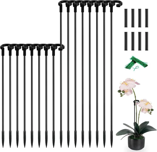 Miniatura 8 de Estacas para Plantas de 17 Pulgadas y 11 Pulgadas SupKing Soporte para Plantas de Longitud Ajustable 16 Piezas Palo de Orquídea con Clips para Verde