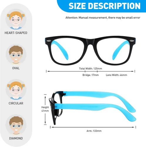 Miniatura 6 de DYLB Lentes de bloqueo de luz azul para niños y niñas, paquete de 2, anteojos de computadora para niños de 3 a 9 años, antiluz azul y dolor de Negro